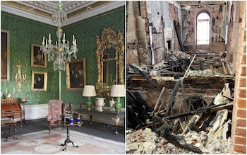 The inside of Clandon Park before and after a devastating 2015 fire