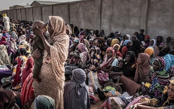 Sudanese refugees at the Adre transit camp