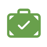 Icon of a briefcase, representing business readiness tools and resources for professional emergency planning