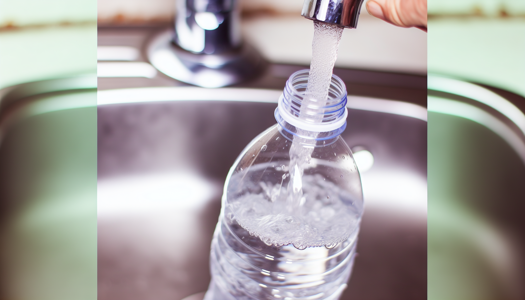 Filling a plastic water bottle with tap water